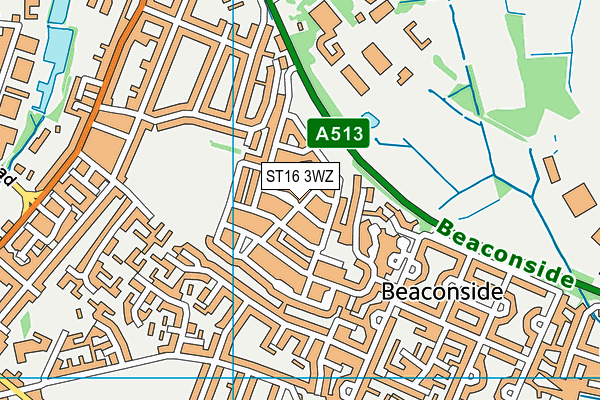 ST16 3WZ map - OS VectorMap District (Ordnance Survey) ST16 3WZ map - OS VectorMap District (Ordnance Survey)