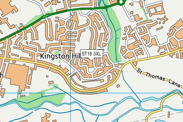 ST16 3XL map - OS VectorMap District (Ordnance Survey)