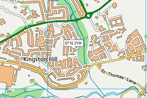 ST16 3YW map - OS VectorMap District (Ordnance Survey) ST16 3YW map - OS VectorMap District (Ordnance Survey)