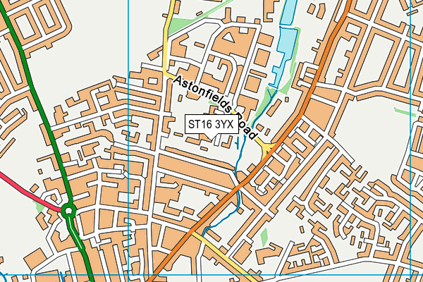 ST16 3YX map - OS VectorMap District (Ordnance Survey) ST16 3YX map - OS VectorMap District (Ordnance Survey)