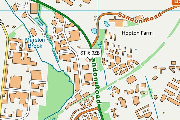 ST16 3ZB map - OS VectorMap District (Ordnance Survey) ST16 3ZB map - OS VectorMap District (Ordnance Survey)