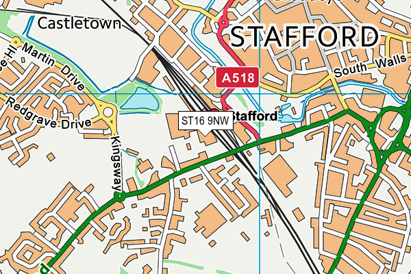 ST16 9NW map - OS VectorMap District (Ordnance Survey)