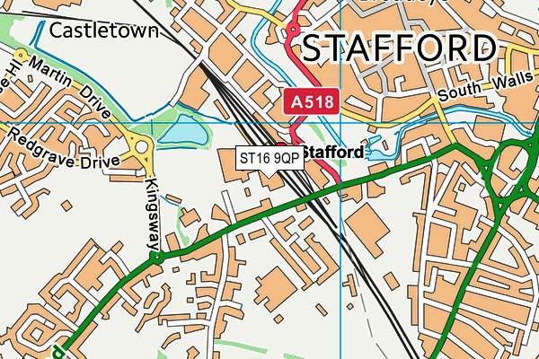 ST16 9QP map - OS VectorMap District (Ordnance Survey)