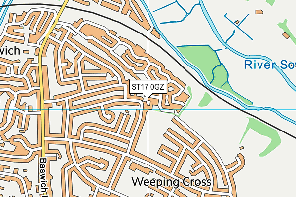 ST17 0GZ map - OS VectorMap District (Ordnance Survey) ST17 0GZ map - OS VectorMap District (Ordnance Survey)