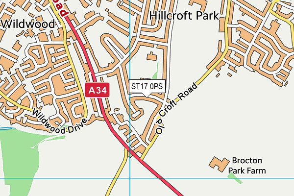 ST17 0PS map - OS VectorMap District (Ordnance Survey)