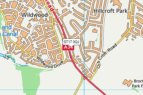 ST17 0QJ map - OS VectorMap District (Ordnance Survey)