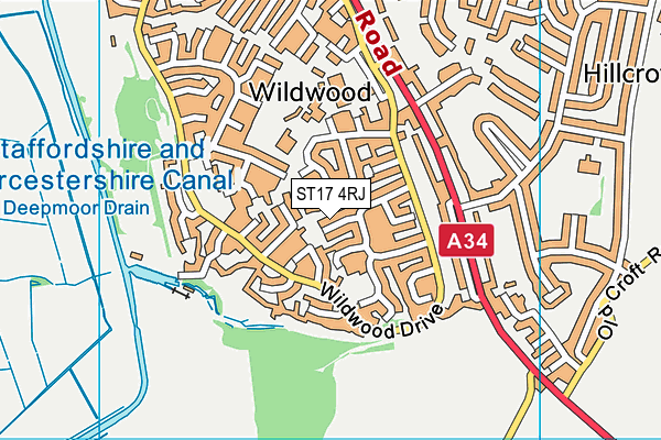 ST17 4RJ map - OS VectorMap District (Ordnance Survey)
