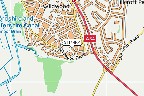 ST17 4RP map - OS VectorMap District (Ordnance Survey)