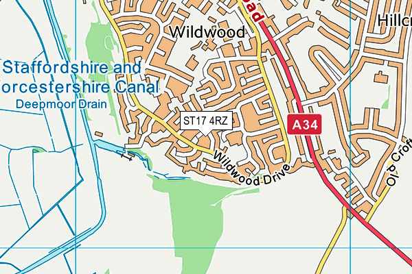 ST17 4RZ map - OS VectorMap District (Ordnance Survey) ST17 4RZ map - OS VectorMap District (Ordnance Survey)