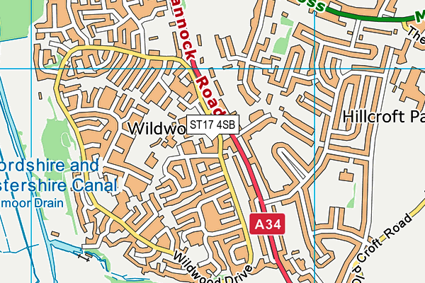 ST17 4SB map - OS VectorMap District (Ordnance Survey) ST17 4SB map - OS VectorMap District (Ordnance Survey)