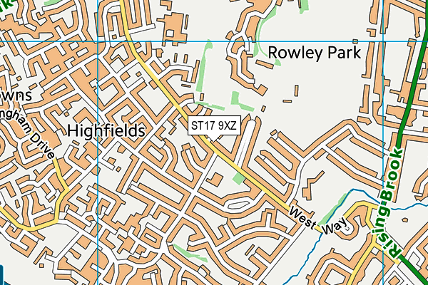 ST17 9XZ map - OS VectorMap District (Ordnance Survey)
