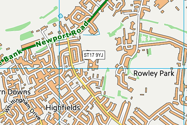 ST17 9YJ map - OS VectorMap District (Ordnance Survey) ST17 9YJ map - OS VectorMap District (Ordnance Survey)