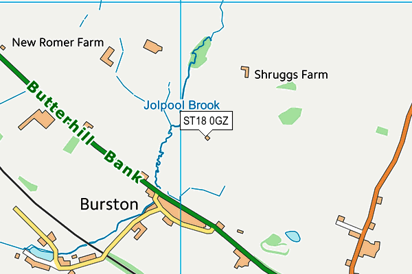 ST18 0GZ map - OS VectorMap District (Ordnance Survey) ST18 0GZ map - OS VectorMap District (Ordnance Survey)