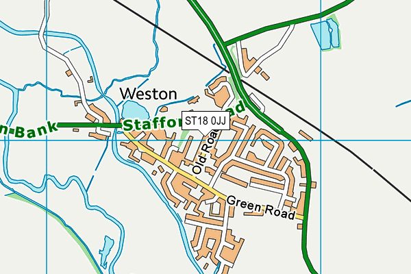 ST18 0JJ map - OS VectorMap District (Ordnance Survey) ST18 0JJ map - OS VectorMap District (Ordnance Survey)