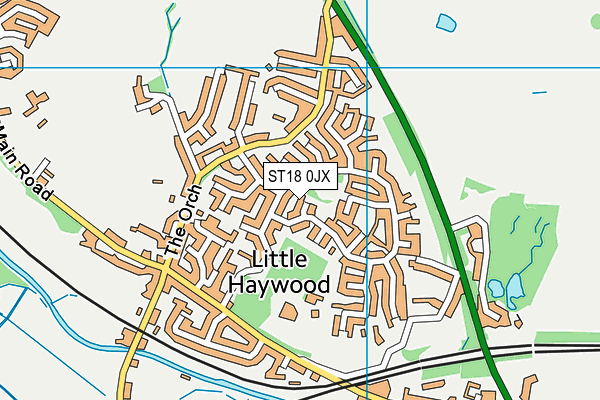 ST18 0JX map - OS VectorMap District (Ordnance Survey) ST18 0JX map - OS VectorMap District (Ordnance Survey)