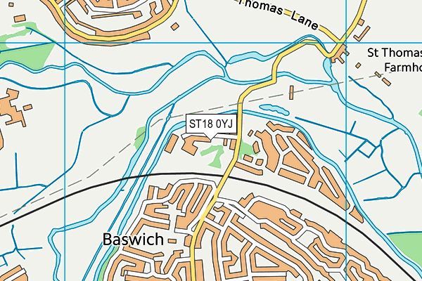 ST18 0YJ map - OS VectorMap District (Ordnance Survey) ST18 0YJ map - OS VectorMap District (Ordnance Survey)