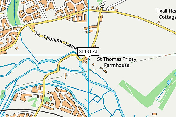 ST18 0ZJ map - OS VectorMap District (Ordnance Survey) ST18 0ZJ map - OS VectorMap District (Ordnance Survey)