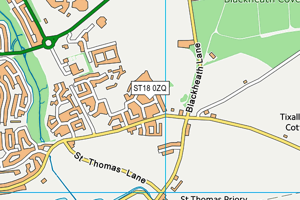 ST18 0ZQ map - OS VectorMap District (Ordnance Survey) ST18 0ZQ map - OS VectorMap District (Ordnance Survey)