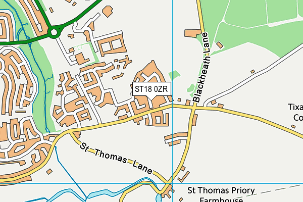 ST18 0ZR map - OS VectorMap District (Ordnance Survey) ST18 0ZR map - OS VectorMap District (Ordnance Survey)