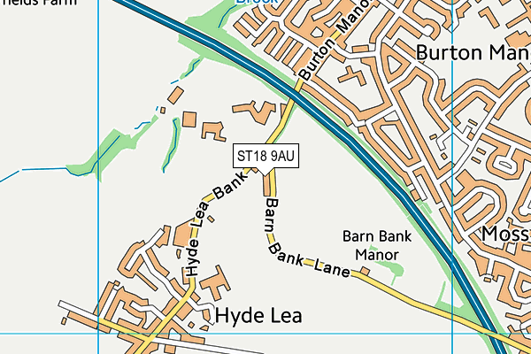 ST18 9AU map - OS VectorMap District (Ordnance Survey)