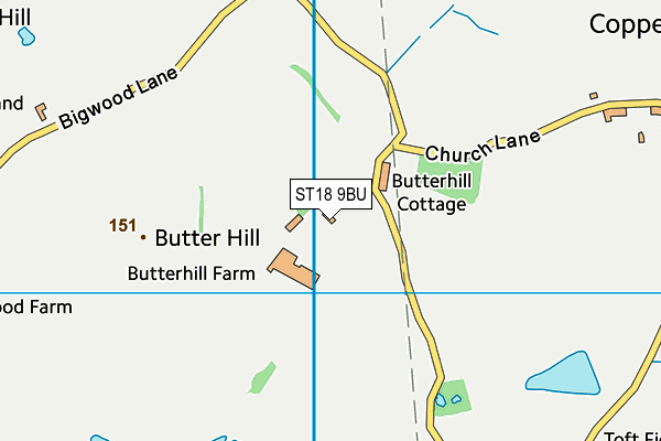 ST18 9BU map - OS VectorMap District (Ordnance Survey) ST18 9BU map - OS VectorMap District (Ordnance Survey)