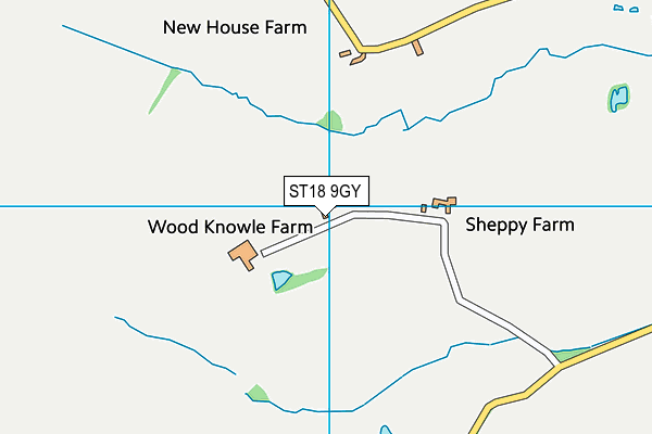 ST18 9GY map - OS VectorMap District (Ordnance Survey)