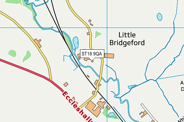ST18 9QA map - OS VectorMap District (Ordnance Survey)