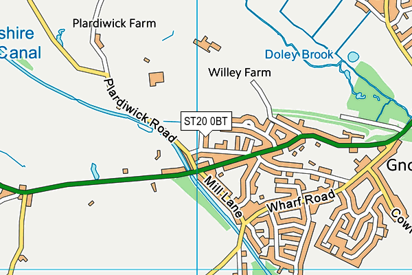 ST20 0BT map - OS VectorMap District (Ordnance Survey)