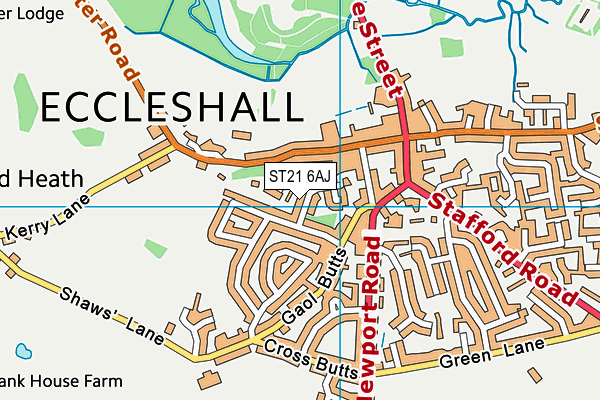 ST21 6AJ map - OS VectorMap District (Ordnance Survey) ST21 6AJ map - OS VectorMap District (Ordnance Survey)
