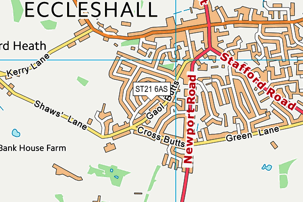 ST21 6AS map - OS VectorMap District (Ordnance Survey)