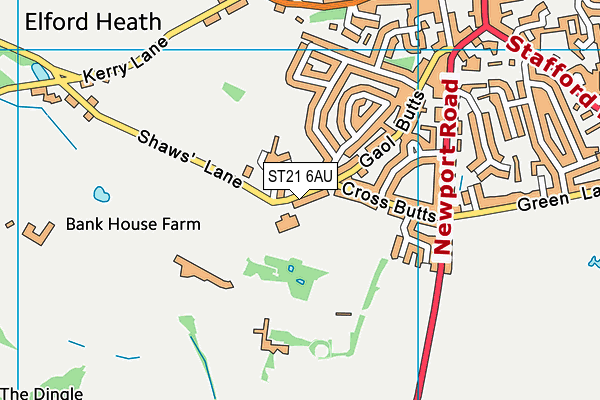 ST21 6AU map - OS VectorMap District (Ordnance Survey)