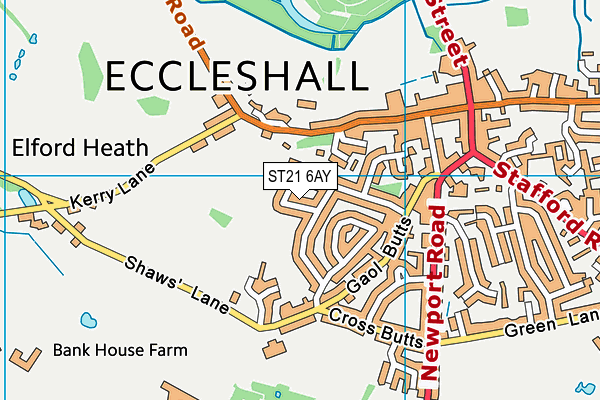 ST21 6AY map - OS VectorMap District (Ordnance Survey) ST21 6AY map - OS VectorMap District (Ordnance Survey)