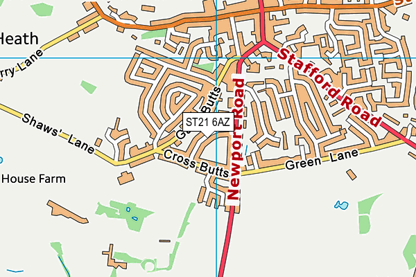 ST21 6AZ map - OS VectorMap District (Ordnance Survey) ST21 6AZ map - OS VectorMap District (Ordnance Survey)