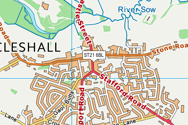 ST21 6BL map - OS VectorMap District (Ordnance Survey) ST21 6BL map - OS VectorMap District (Ordnance Survey)