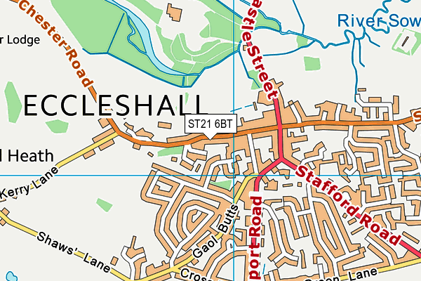 ST21 6BT map - OS VectorMap District (Ordnance Survey)