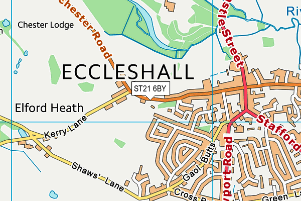 ST21 6BY map - OS VectorMap District (Ordnance Survey)