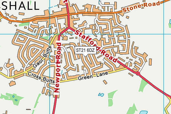 ST21 6DZ map - OS VectorMap District (Ordnance Survey) ST21 6DZ map - OS VectorMap District (Ordnance Survey)