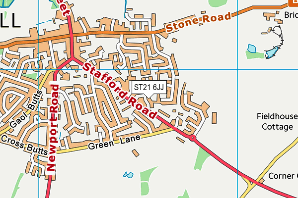 ST21 6JJ map - OS VectorMap District (Ordnance Survey) ST21 6JJ map - OS VectorMap District (Ordnance Survey)