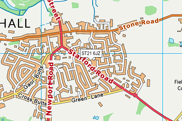 ST21 6JZ map - OS VectorMap District (Ordnance Survey) ST21 6JZ map - OS VectorMap District (Ordnance Survey)