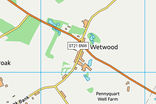 ST21 6NW map - OS VectorMap District (Ordnance Survey)