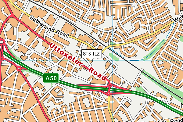 ST3 1LZ map - OS VectorMap District (Ordnance Survey) ST3 1LZ map - OS VectorMap District (Ordnance Survey)