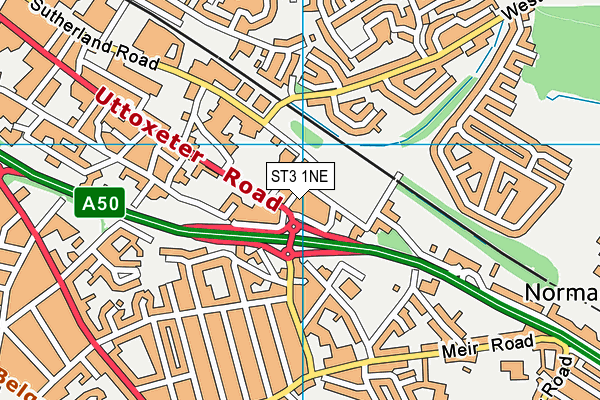 ST3 1NE map - OS VectorMap District (Ordnance Survey) ST3 1NE map - OS VectorMap District (Ordnance Survey)