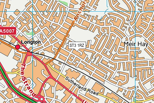 ST3 1RZ map - OS VectorMap District (Ordnance Survey) ST3 1RZ map - OS VectorMap District (Ordnance Survey)