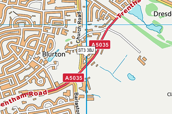 ST3 3BJ map - OS VectorMap District (Ordnance Survey) ST3 3BJ map - OS VectorMap District (Ordnance Survey)