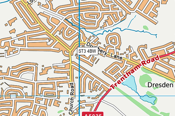 ST3 4BW map - OS VectorMap District (Ordnance Survey) ST3 4BW map - OS VectorMap District (Ordnance Survey)
