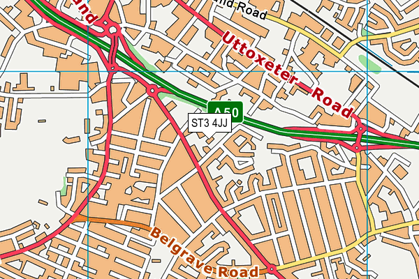 ST3 4JJ map - OS VectorMap District (Ordnance Survey) ST3 4JJ map - OS VectorMap District (Ordnance Survey)