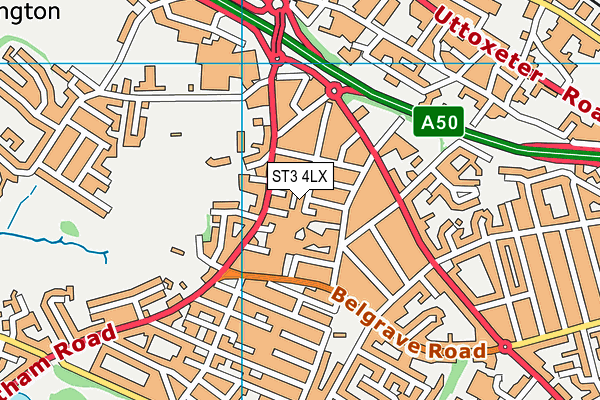 ST3 4LX map - OS VectorMap District (Ordnance Survey) ST3 4LX map - OS VectorMap District (Ordnance Survey)