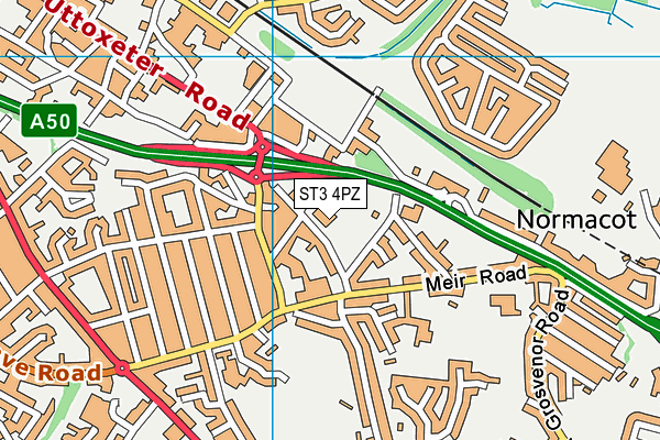 ST3 4PZ map - OS VectorMap District (Ordnance Survey) ST3 4PZ map - OS VectorMap District (Ordnance Survey)