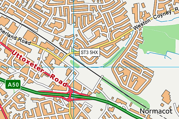 ST3 5HX map - OS VectorMap District (Ordnance Survey) ST3 5HX map - OS VectorMap District (Ordnance Survey)