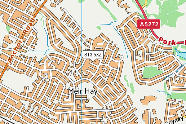 ST3 5XZ map - OS VectorMap District (Ordnance Survey) ST3 5XZ map - OS VectorMap District (Ordnance Survey)